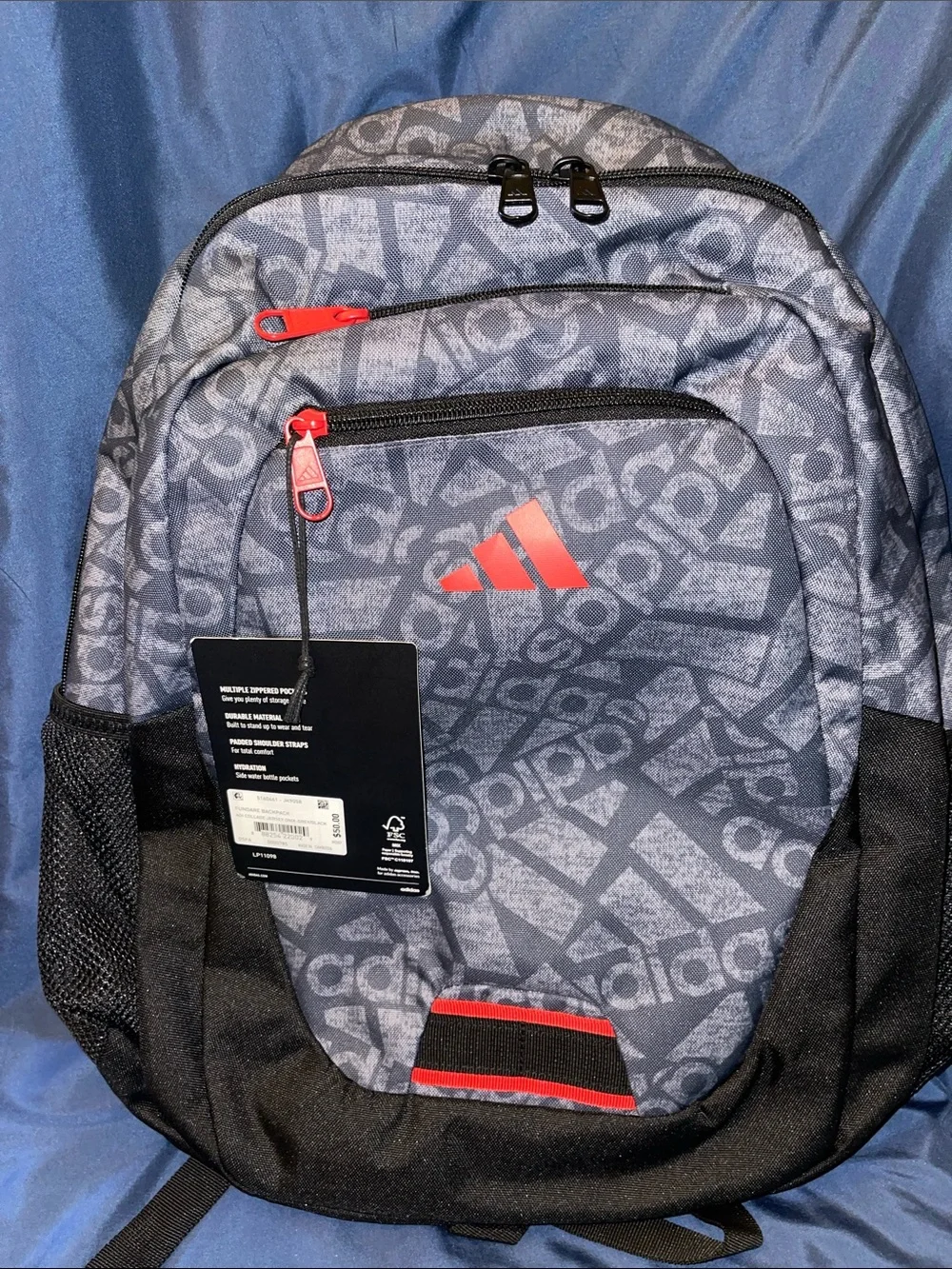 adidas Fundare sonic-Grey/Black with Red Logo Men's Backpack
